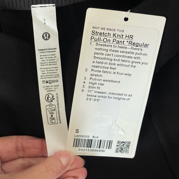 NEW Lululemon Stretch Knit High-Rise Pull-On Pant *Reg Black 2024 W5GD0S $148 Sm - Picture 10 of 10